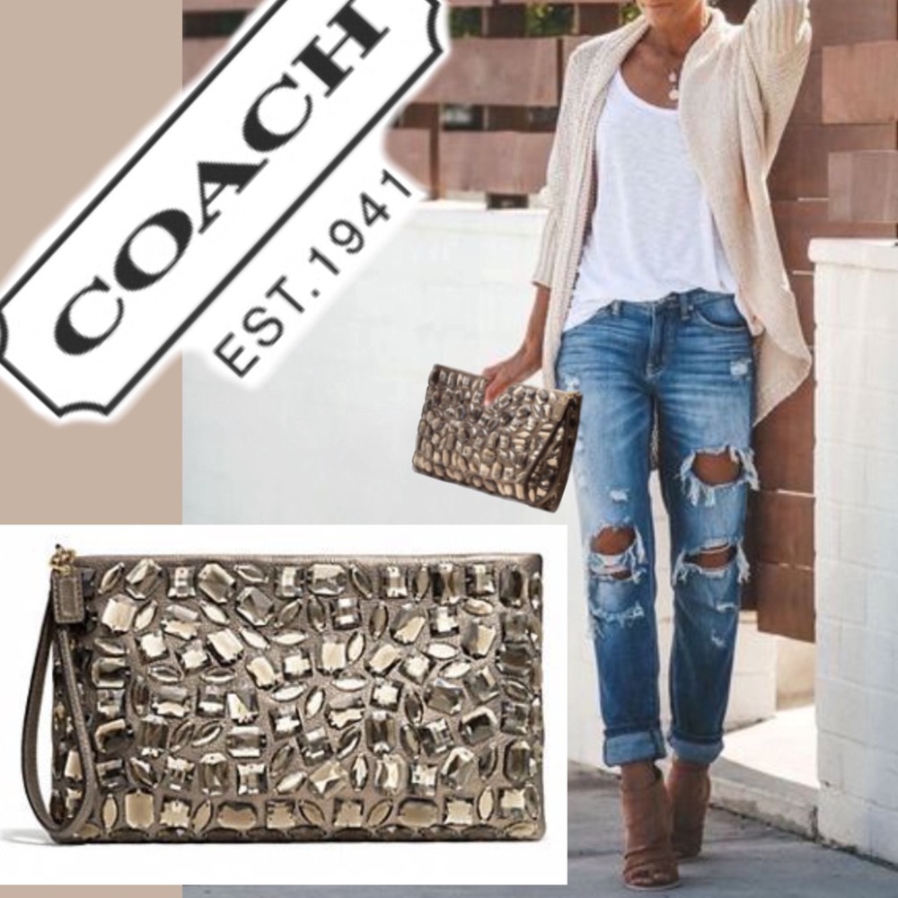 ❤️ SOLD ❤️ Purse MADISON JEWELED CLUTCH BROWN